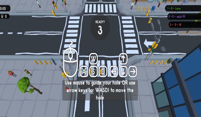 Hole io arcade game where players control growing black hole